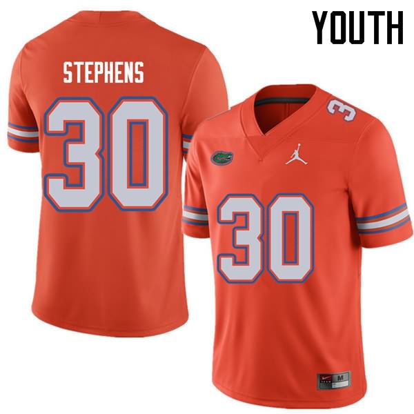 NCAA Florida Gators Garrett Stephens Youth #30 Jordan Brand Orange Stitched Authentic College Football Jersey SFD7264JS